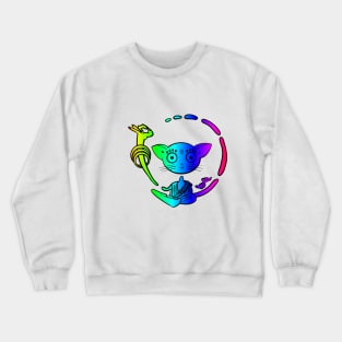 Rainbow Buddhist cat awakening Crewneck Sweatshirt